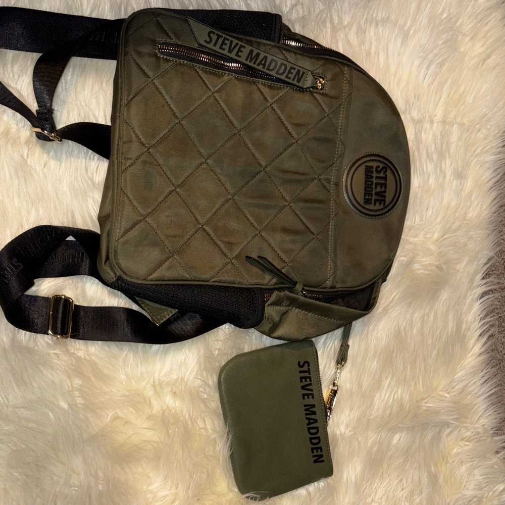 Steve Madden Khaki Quilted Men's Backpack